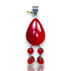 Colgantes de Plata de Ley 925 con Perlas y Cornalina Ovalada, Joyería Artesanal para Uso Casual, Venta al por Mayor de Joyería de Plata para Mujer - Product Image 1