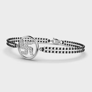 Pulsera de Lujo Swastik Mangal Sutra con Diamante Cultivado en Laboratorio de 0.205ct para Mujer, Plata de Ley 925, Certificado IGI, Joyas Avina, Rodio - Product Image 2