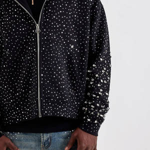 Fabricant OEM de sweats à capuche personnalisés avec strass, sweats à capuche streetwear avec détails en pierres de cristal pour collections de vêtements - Product Image 5