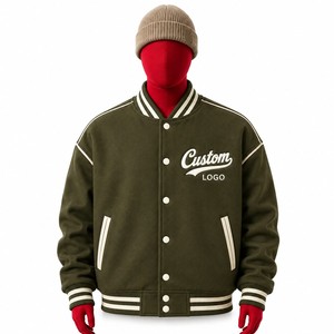 <b>Men's</b> Lightweight Letterman <b>Jacket</b> with Rib Knit Collar and Contrast Sleeves - Product Image 4