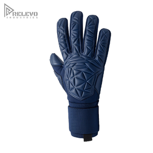OEM Custom Goalkeeper <b>Gloves</b> 4mm Contact Latex Palm Neoprene Body Geometric Silicone Punch Zone Elastic Wrap Strap - Product Image 2