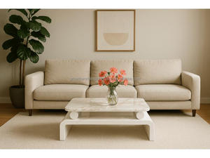 Modern Marble Top Coffee Table for Living Room Luxury White Center Table Minimalist Designer Table with Storage Shelf Luxury - Product Image 2