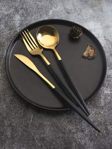 Juego de cubiertos de metal con acabado de lujo, tenedor, cuchara y cuchillo para el hogar, restaurantes, hoteles y eventos. - Product Image 5