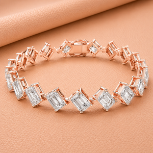 Bracelet en argent plaqué or rose 14 carats avec diamant taille émeraude, bijoux de mariage classiques pour femmes, clarté VVS1-VVS2, tendance, certifié IGI - Product Image 2
