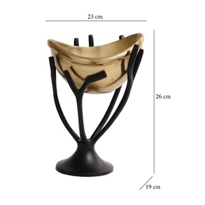 Bol en métal fait main de premier choix avec support noir, finition dorée, design glamour, plat de service décoratif - Product Image 2