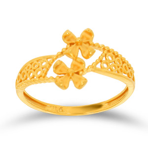 The Golden Bow <b>Ring</b> in Exquisite Filigree Design Luxury <b>Gold</b> Plated Hallmarked 18K Finish Sparkling <b>Vintage</b>-Inspired Jewelry - Product Image 1