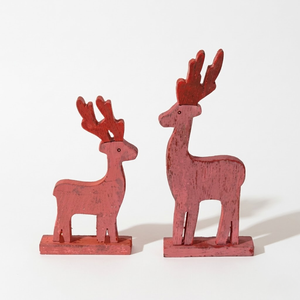 Decoración Navideña de Ciervo de Madera |   Figura de Reno Rústica |   Adorno Navideño para Mesa |   Decoración Festiva para Fiestas en Casa, Regalo - Product Image 1