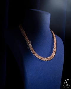 สร้อยคอเงินแท้ 925 ประดับเพชรโมอิสซาไนต์ VVS ทรงกรงเล็บ ดีไซน์แบบ Cuban Link ชุบทองคำสีกุหลาบ สำหรับทั้งชายและหญิง สไตล์ฮิปฮอป ยี่ห้อ AARVA JEWELS - Product Image 1