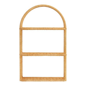 Handmade Arched Rattan <b>wall</b>-<b>mounted</b> <b>shelf</b> 3-Tier Woven Bamboo Floating Rack Living Room Bathroom Towel Cosmetic Storage <b>Wall</b> She - Product Image 1
