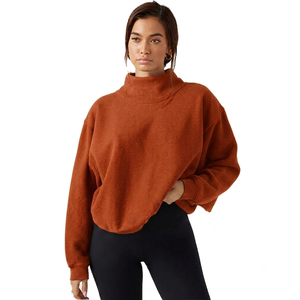 Sudadera de Moda para Mujer con Estampado, Cuello Alto Simulado, Ligera, de Algodón y Felpa, Mangas Largas, Logotipo Personalizado, Proveedor al por Mayor OEM ODM - Product Image 1