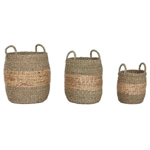 Juego de 3 cestas con jacinto de agua en el centro. Cesta de almacenamiento hecha a mano. Venta al por mayor. Ecológico. Hecho en Vietnam. - Product Image 6