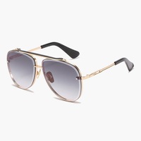Lunettes de soleil tendance en métal à double pont, verres PC, monture intégrale, protection UV400, légères, unisexe, prêtes à l'emploi (RTS)
