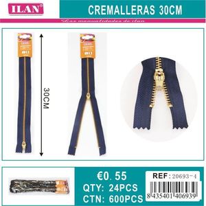 Cerniere in metallo blu navy da 30 cm per cucito e artigianato - Product Image 3