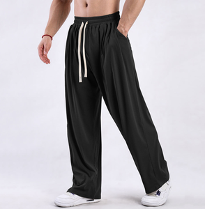 Bangladesh China OEM Embroidery Printed Design Men's Summer New Style <b>Elastic</b> <b>Waist</b> Casual Straight Leg <b>Jeans</b> Wide-leg Trousers - Product Image 2