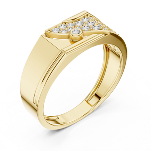 Anillo de banda asimétrico de lujo en aleación de oro amarillo con moissanita |   Anillo Moderno Pav Statement para Hombre - Product Image 2