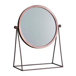 Espejo de mesa metálico con soporte para tocador, espejo de maquillaje para mesa de aseo, espejo de baño - Product Image 1