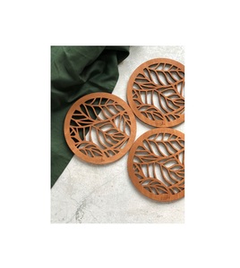 Personalized Wooden Coaster Pack Engraved Hardwood Drink <b>Mats</b> Elegant Tabletop Protection Household Accessories Set - Product Image 1