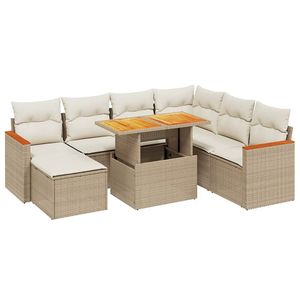 Grand ensemble de canapés de jardin réglables en rotin PE beige, mobilier de jardin ajustable - Product Image 2