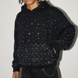 Sudaderas con Capucha Personalizables para Hombre, Estilo Urbano, 100% Algodón, con Brillantina y Pedrería, Ecológicas, de Alta Calidad, Color Sólido, Otoño, Varias Opciones - Product Image 2