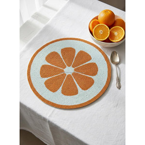 Salvamantel de Cuentas Redondas con Diseño de Rodajas de Cítricos, Hecho a Mano, de Cuentas de Vidrio, Naranja, para Mesa, Decoración Fresca para Mesa de Comedor - Product Image 1