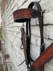 Ensemble d'équipement équestre en cuir occidental : têtière et collier de poitrage embossés, équipement d'équitation réglable, tailles personnalisées - Product Image 5