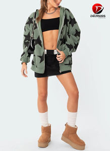 Derniers sweatshirts à capuche oversize pour femmes élégants imprimés d'étoiles respirants à la mode disponibles en prix de gros pour les dames - Product Image 3