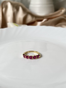 Bague en argent sterling 925 avec pierre précieuse rouge sertie à griffes, or Cu, design tendance, cadeau de mariage et de Noël pour femme - Product Image 5