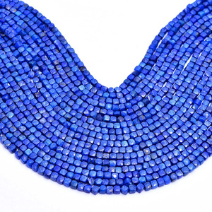 Perles de Lapis Lazuli facettées en forme de cube de 4 mm, pierres précieuses semi-précieuses bleues naturelles, perles fantaisie en boîte 3D pour la fabrication de bijoux - Product Image 1