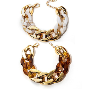 Collier en résine à maillons larges de style moderne, mélange de couleurs, punk, creux, gros maillons épais, longue chaîne, décoration murale - Product Image 5