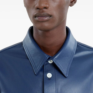 Chemise en cuir pour homme, style classique, couleur unie, en cuir d'agneau, cadeau pour homme, chemises en cuir de mouton véritable faites à la main - Product Image 4