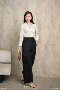 Camisa Elegante de Manga Larga con Estampado de Puntos para Mujer, Cuello Camisero, Botones, Blusa de Oficina de Corte Regular SUNNY - Product Image 2