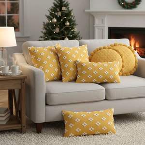 SOGA 6-Piece Quilted and Patterned Luxury Pillowcase Set Yellow Diamond Elegance Decorative & <b>Throw</b> <b>Pillows</b> - Product Image 6