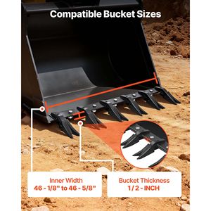 Barra Dentata per Benna a 6 Denti per Caricatore Trattore e Skidsteer, Capacità di Carico 4560 Libbre, in Acciaio, Nuova Condizione - Product Image 3
