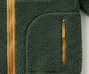 <b>Men's</b> Olive Green <b>Fleece</b> <b>Jacket</b> Zipper Closure Casual Autumn Wear Stand Collar <b>Sherpa</b> Lining Regular Fit - Product Image 5
