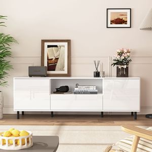 Mobile TV Moderno Lucido con Pannelli, Centro Intrattenimento con Ripiani Contenitori per Soggiorno e Camera da Letto, Mobile TV in Stile Moderno - Product Image 1