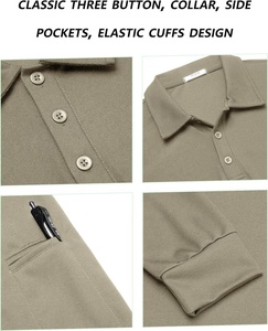 Vente en gros de polos de golf tricotés couleur unie manches complètes conception personnalisée 100% coton polo à manches longues pour hommes - Product Image 6