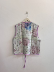 Veste sans manches unisexe Kantha faite à la main, imprimée au bloc, style indien, pour l'été - Product Image 6