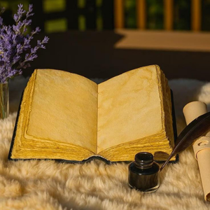 Carnet de notes vintage en cuir véritable imprimé à la main, style grimoire religieux classique, thème fantaisie antique - Product Image 5