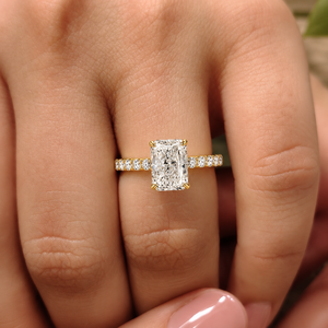 Anillos de Compromiso de Lujo con Diamantes Radiantes Cultivados en Laboratorio, Oro Amarillo de 14K, Anillos de Promesa y Aniversario con Pavé, Anillos de Novia, Joyería al por Mayor - Product Image 2