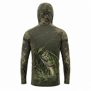 Sudadera con Capucha de Pesca para Hombre, Sublimada, 100% Poliéster, Manga Larga, UPF 50, Transpirable, Secado Rápido, Antibacteriana, Tallas Grandes, para Actividades al Aire Libre - Product Image 2