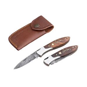 Cuchillo de Bolsillo Multifuncional Jexmoo de Acero de Damasco Hecho a Mano, Grado Industrial, OEM, Personalizado, de 7 Pulgadas, con Funda de Cuero, Garantía de 14 Días - Product Image 1
