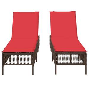 Chaise longue de patio en rotin PE brun, design standard, mobilier de relaxation extérieur - Product Image 5