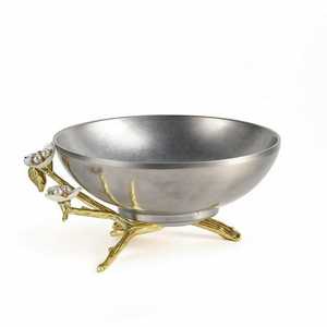 Tazón de Servir Clásico de Metal, 16x9x6.5 Pulgadas, Pulido, Hecho a Mano, Plato Decorativo para Servir Comida en Bodas, Tazones con Pedestal para Uso en la Cena - Product Image 3