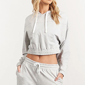 Plus Size Crop Hoodie Women's Black Color Casual Fit Breathable Knitted 100% Cotton Customizable Daily Wear - Product Image 4