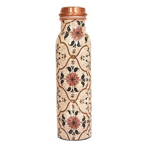 Bouteille d'eau en cuivre pur 1 litre 34 oz, faite à la main, anti-fuite, bouteille de santé ayurvédique pour le sport, la remise en forme, le yoga, la salle de sport - Product Image 1