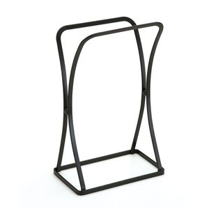 Porte-serviettes de salle de bain noir sur pied en fer, double niveau, personnalisé, étanche, durable, avec barre de rangement suspendue et compartiment de rangement - Product Image 5