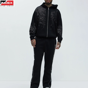 100% High Quality Designer Rhinestone Sweat Suit Men USA Sparkle Tracksuit Hoodie <b>Pants</b> Set Premium Wear - Product Image 1