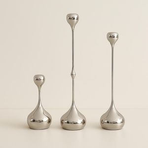 Juego de 3 Portavelas Metálicos con Forma de Gota de Agua |   Candelabro Decorativo Escultural |   Decoración para el Hogar, Adorno de Mesa e Interior, Diseño Duradero - Product Image 6