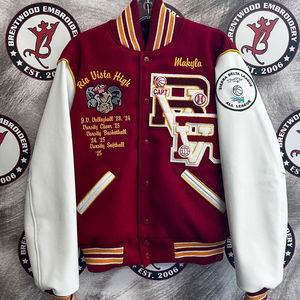 Veste universitaire personnalisée style Letterman avec patchs brodés en chenille, mélange de laine, boutons-pression, vente en gros, streetwear - Product Image 5