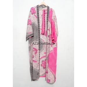 Robe Kimono en Soie Multicolore pour Femme, Col en V, Fermeture à Cordon, Longueur Entière, Manches Trois-Quarts, Douce et Respirante, Taille Unique, Idéale pour les Fêtes - Product Image 4